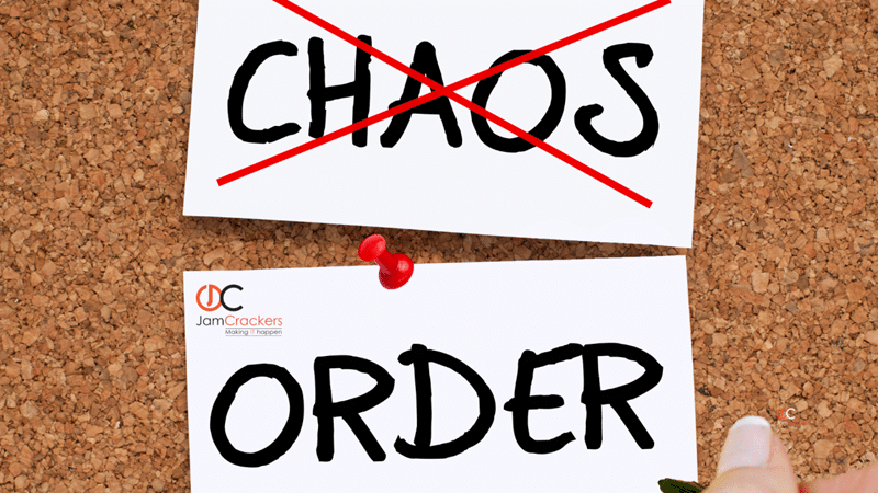 Image the words Chaos and Order